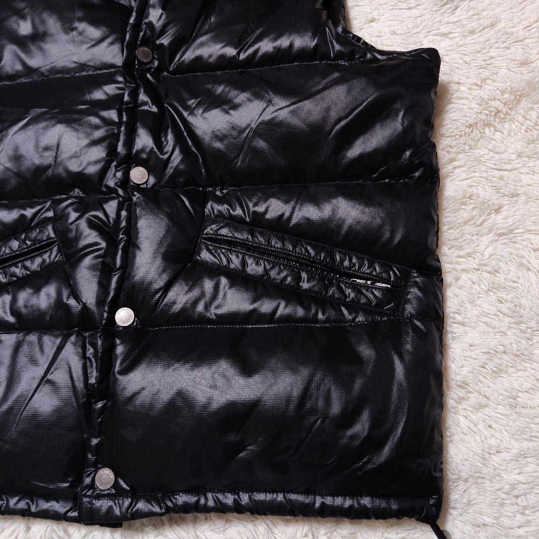 CAMP7 ダウンベスト ファー フード 光沢 y2k 2way ブラック