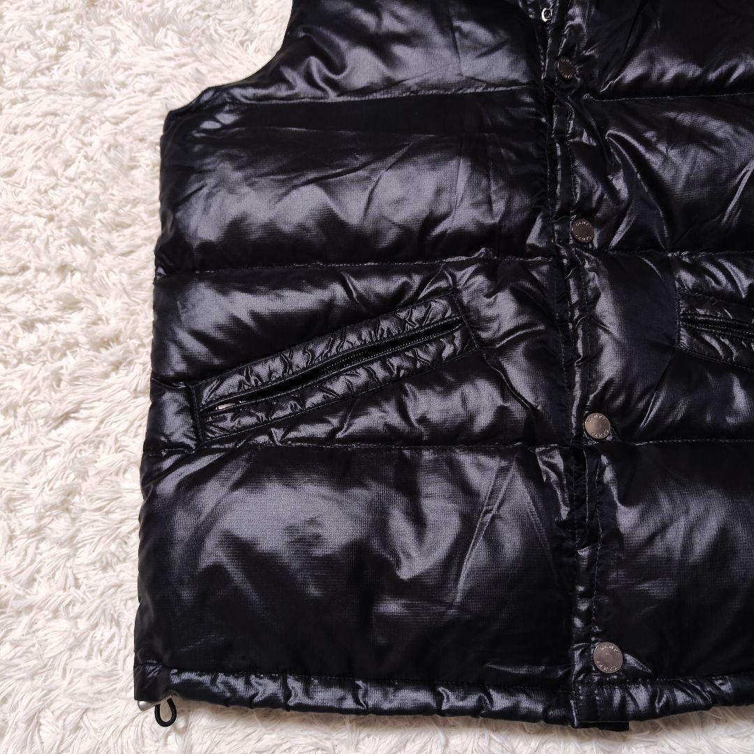 CAMP7 ダウンベスト ファー フード 光沢 y2k 2way ブラック