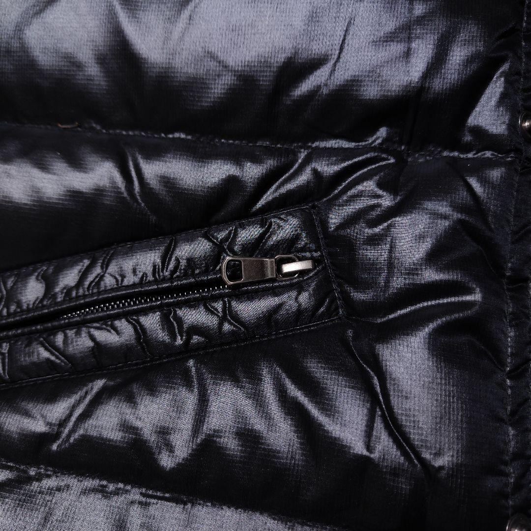 CAMP7 ダウンベスト ファー フード 光沢 y2k 2way ブラック