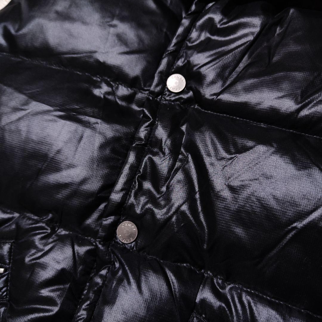 CAMP7 ダウンベスト ファー フード 光沢 y2k 2way ブラック