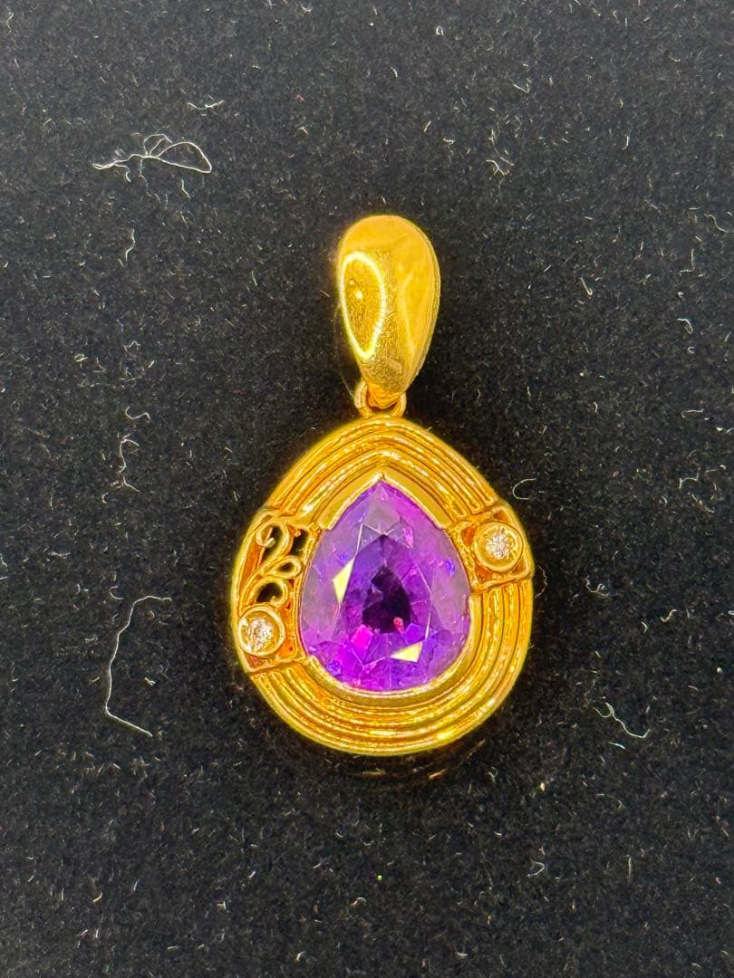 美品　K18 アメジスト ダイヤ ペンダントトップ
