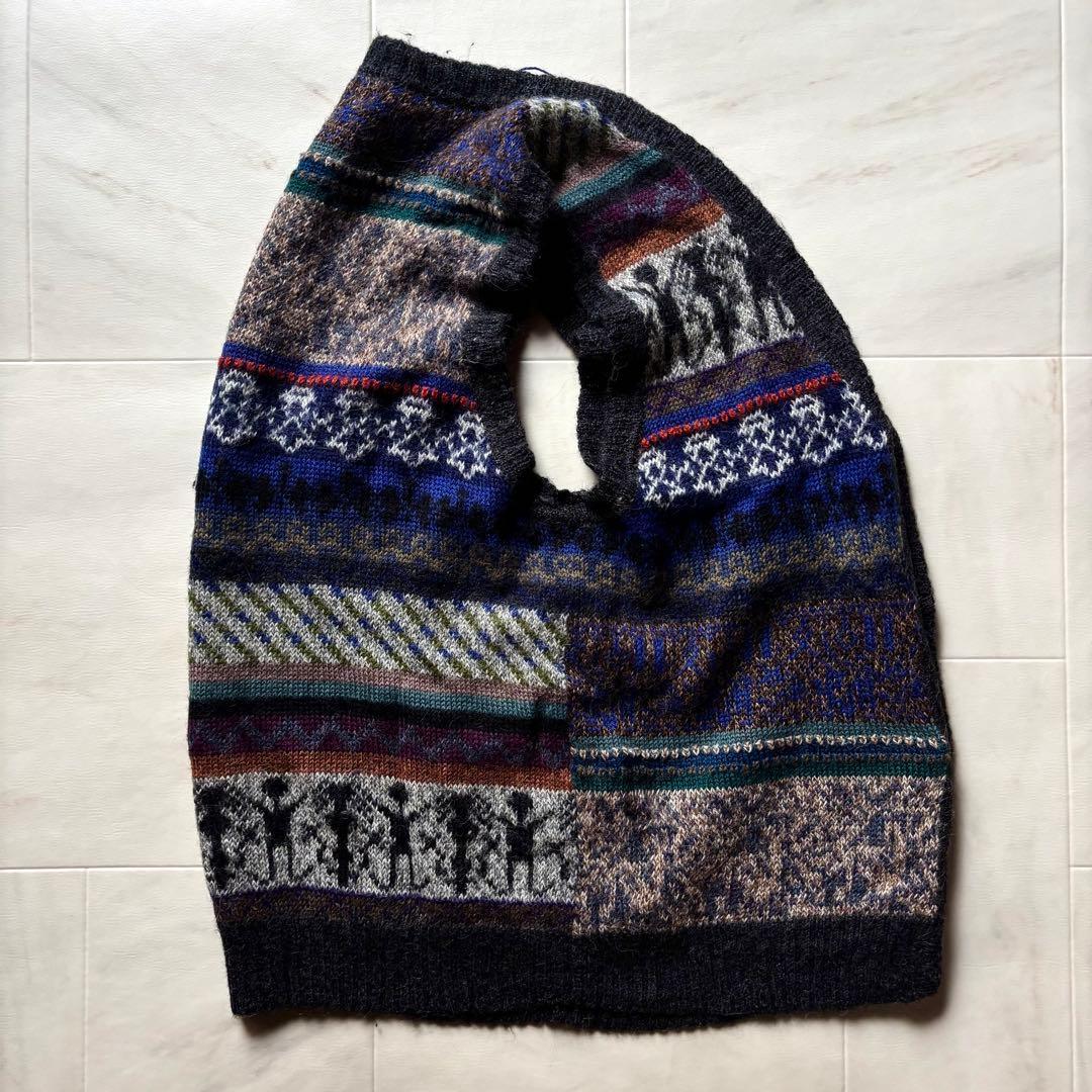 【ペルー製】 ラッファモリーナ 総柄ニットベスト アルパカ100% Lサイズ