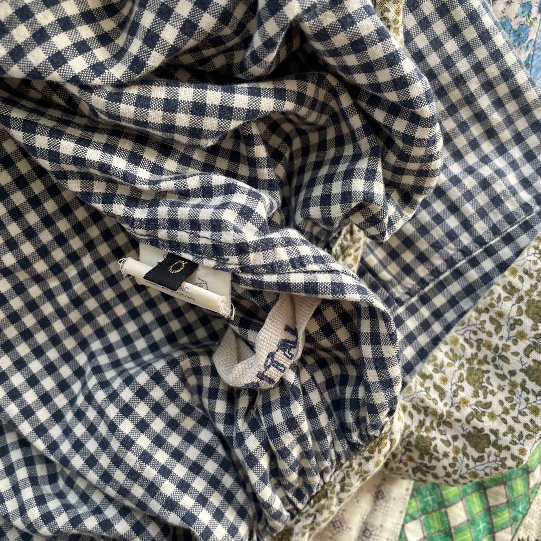 Kapital キャピタル　ギンガムチェックタックシャツ　袖・裾花柄よごれなし