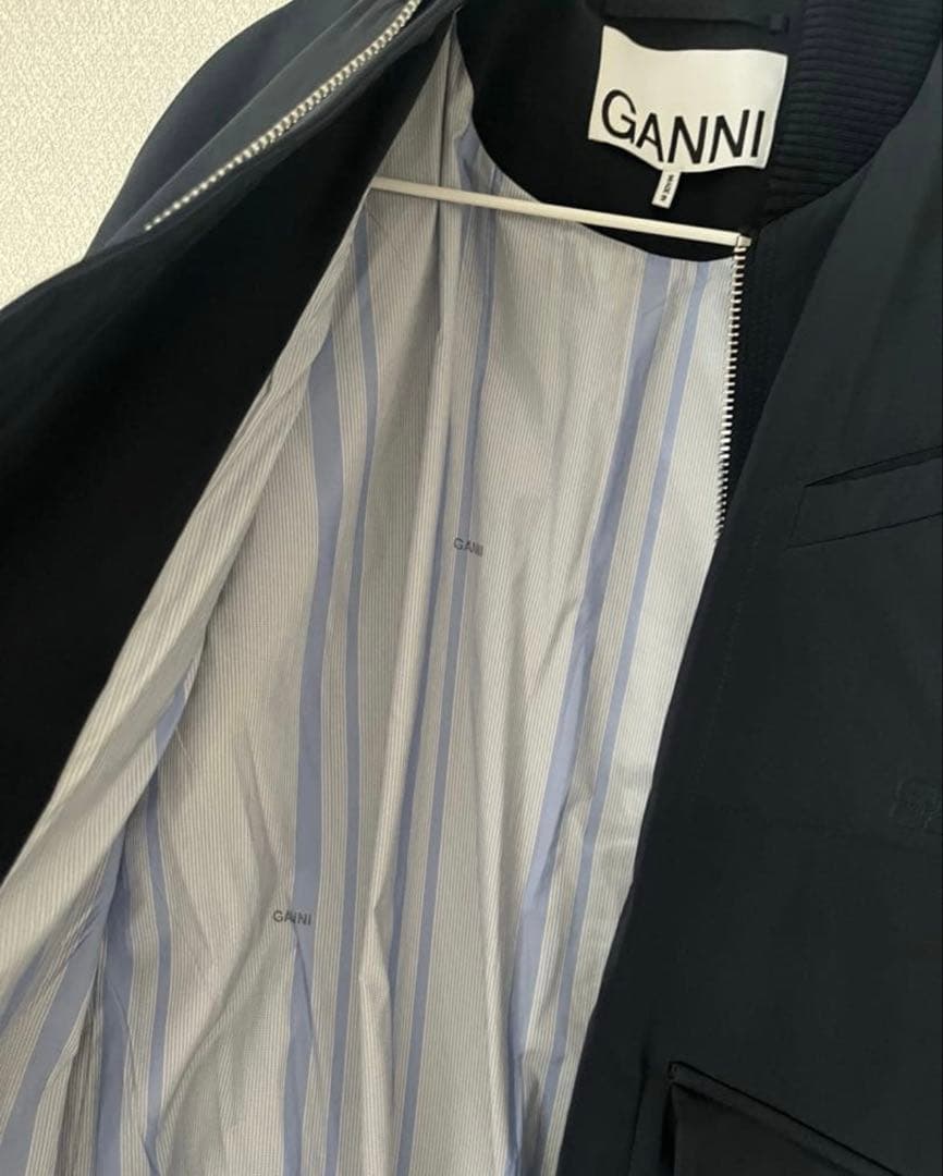 GANNI ネイビー　ボンバー　中綿　MA-1 ジャケット　ブルゾン　XXS