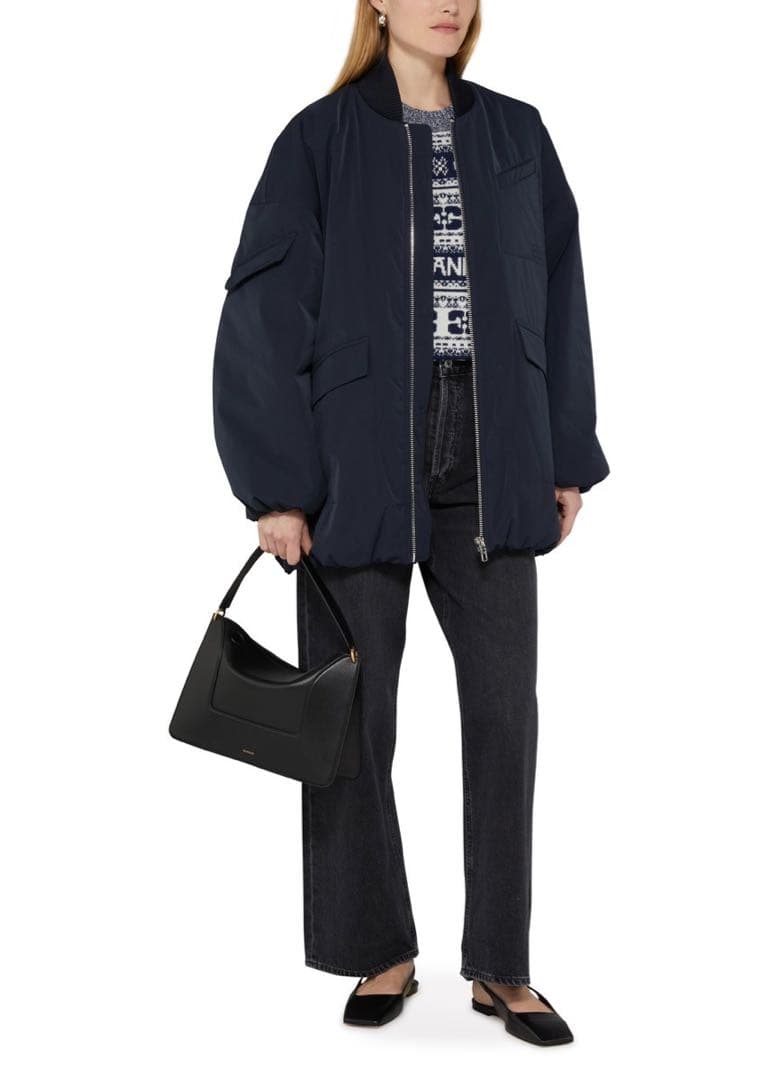 GANNI ネイビー　ボンバー　中綿　MA-1 ジャケット　ブルゾン　XXS