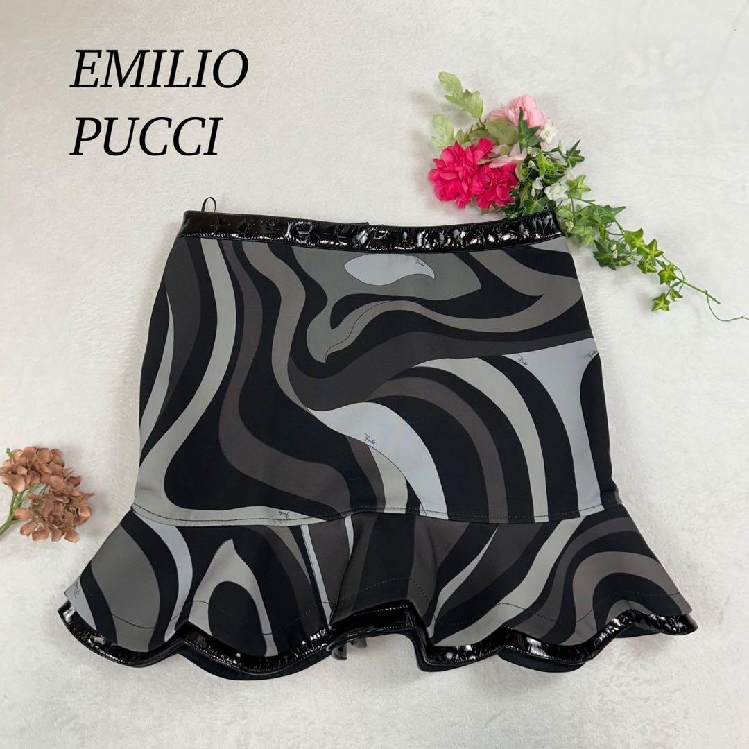 K713 美品 L エミリオプッチ イタリア製 フリル ミニスカート レディース