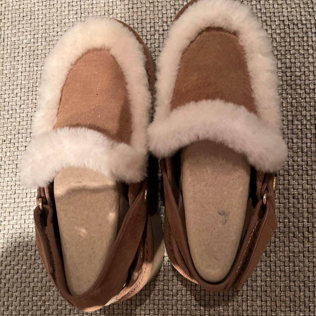 UGG スエードファーサボサンダル ブラウン