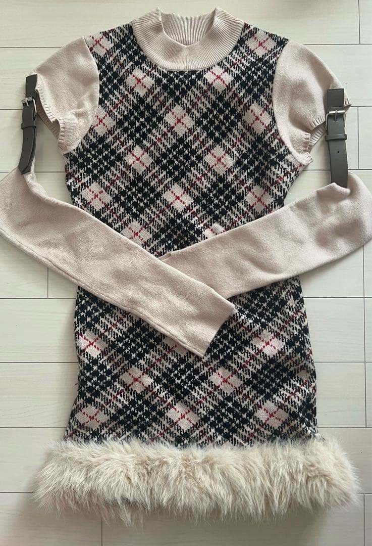 randy ベルテッドプレイドファーミニワンピース