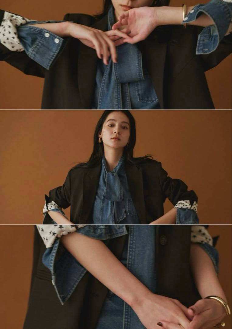 ラウンジドレス20周年　デニムボウタイシャツ