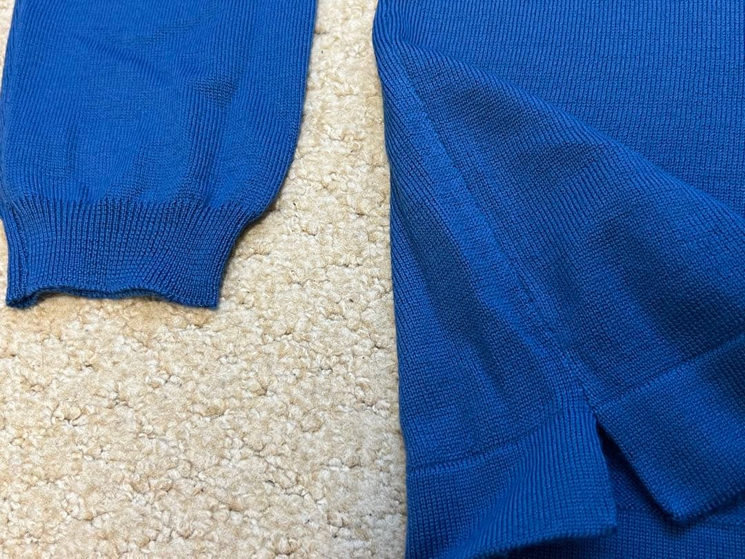 GRAN SASSO 青 クルーネックセーター　12ゲージ ウール サイズ48