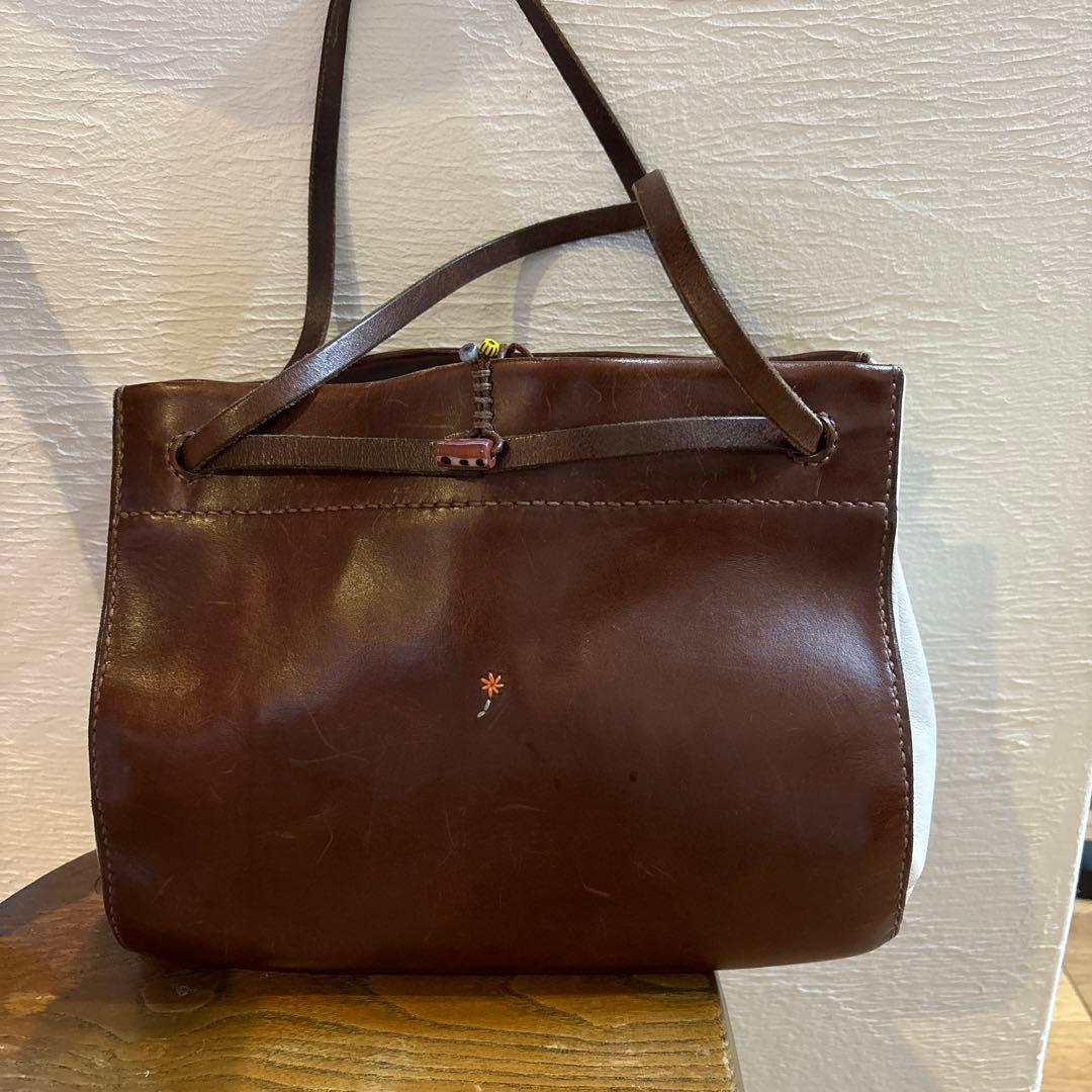 HenryCuirアンリークイール トートバッグ ブラウン×アイボリー