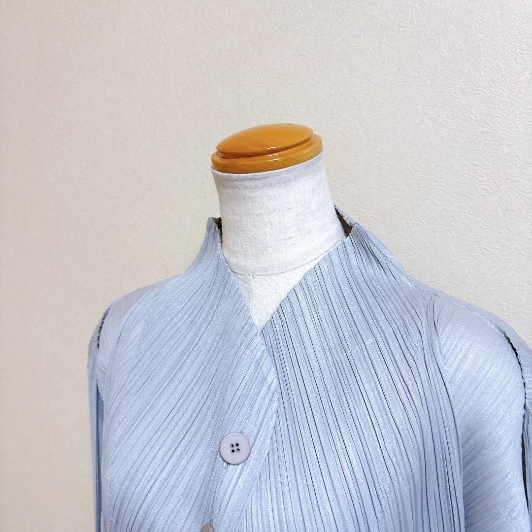 美品 プリーツプリーズ イッセイミヤケ ロングカーディガン サイズ3 グレー