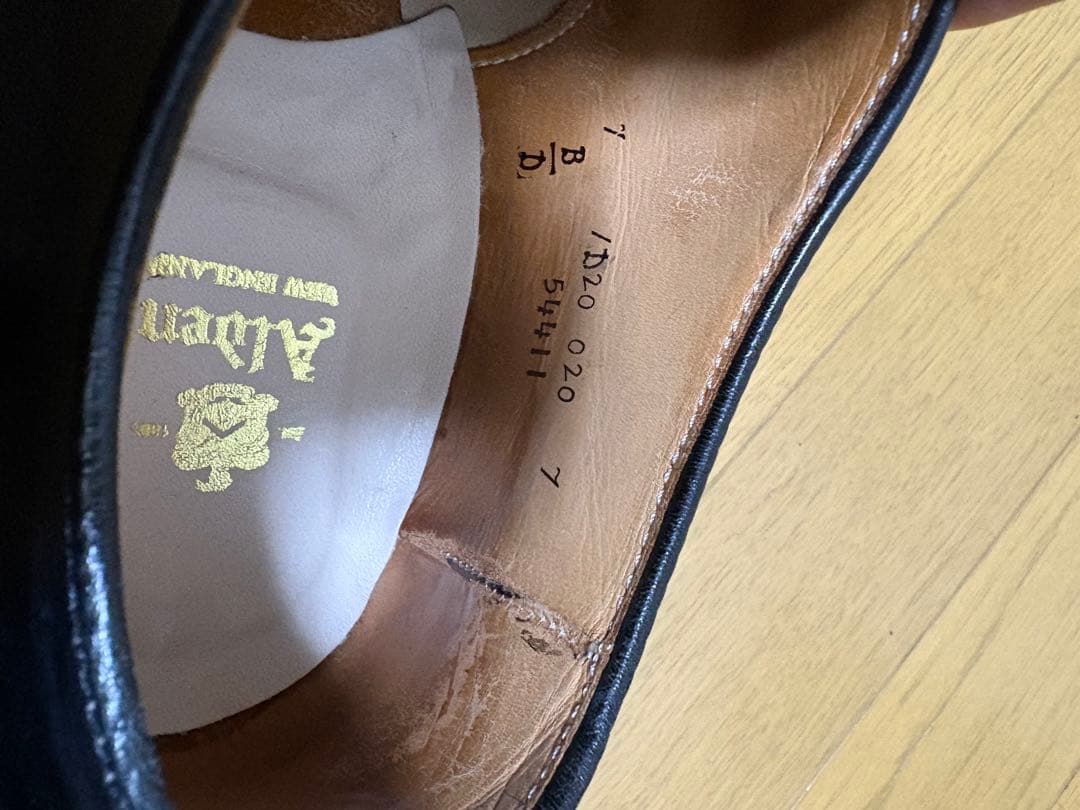 Alden オールデン 54411 Vチップ カーフ ブラック サイズ7 B/D