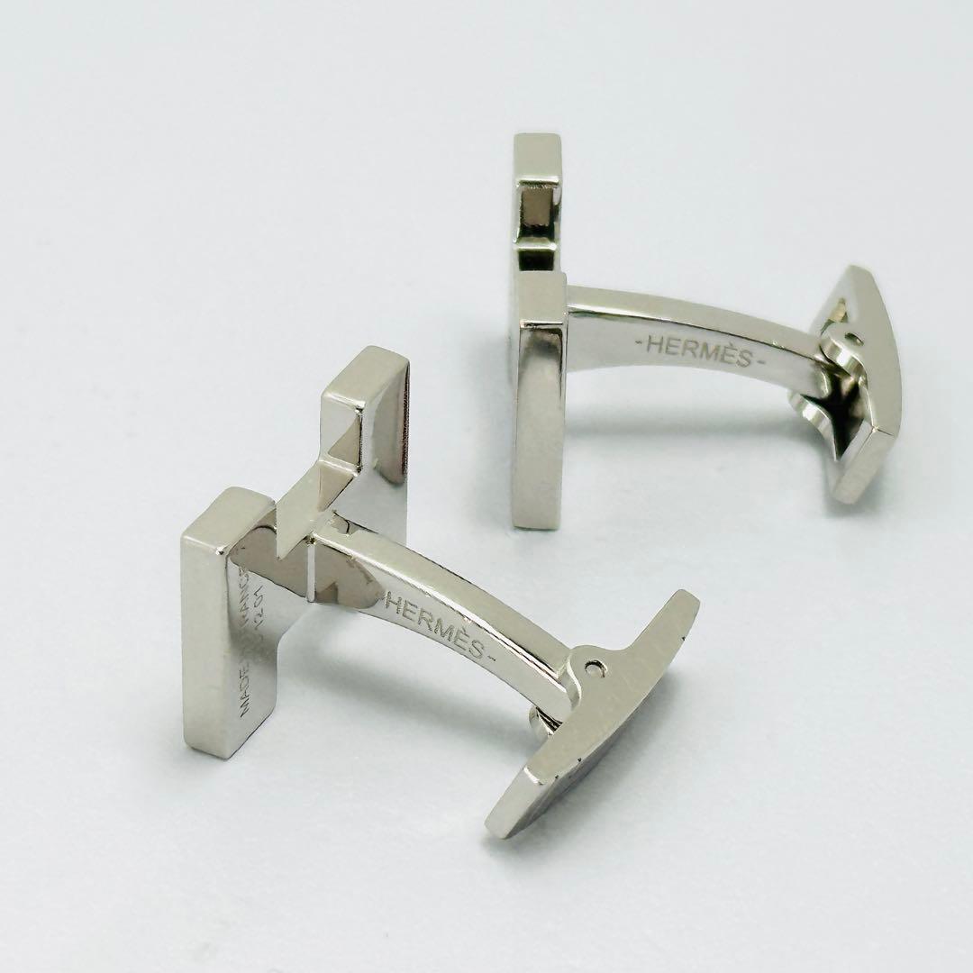 現行品　HERMES　カフリンクス　クイズ　レインボー　シルバー　Hロゴ