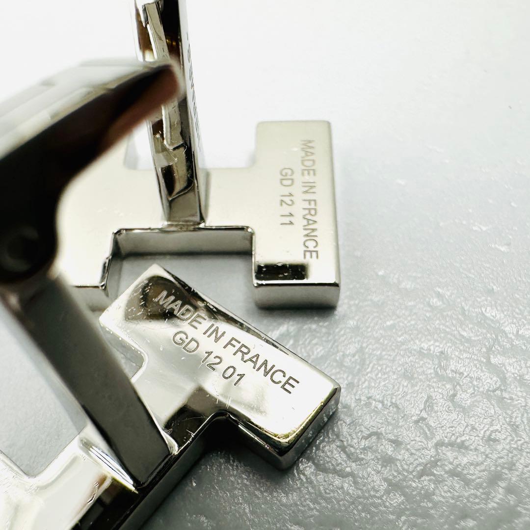 現行品　HERMES　カフリンクス　クイズ　レインボー　シルバー　Hロゴ