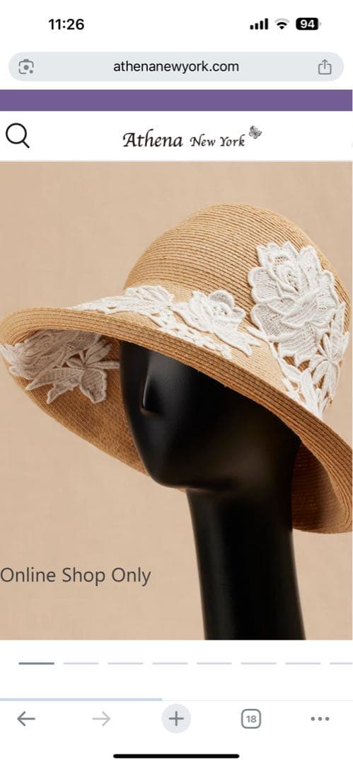 アシーナニューヨーク　バーバラ　フラワー　レース　帽子　麦わら帽子