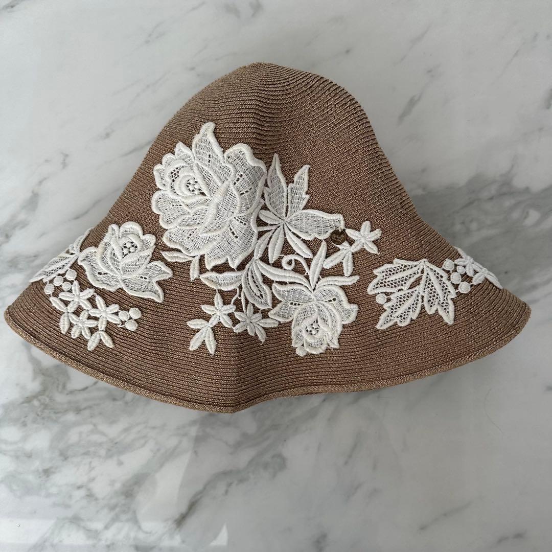 アシーナニューヨーク　バーバラ　フラワー　レース　帽子　麦わら帽子