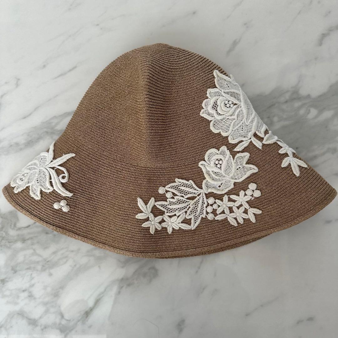 アシーナニューヨーク　バーバラ　フラワー　レース　帽子　麦わら帽子
