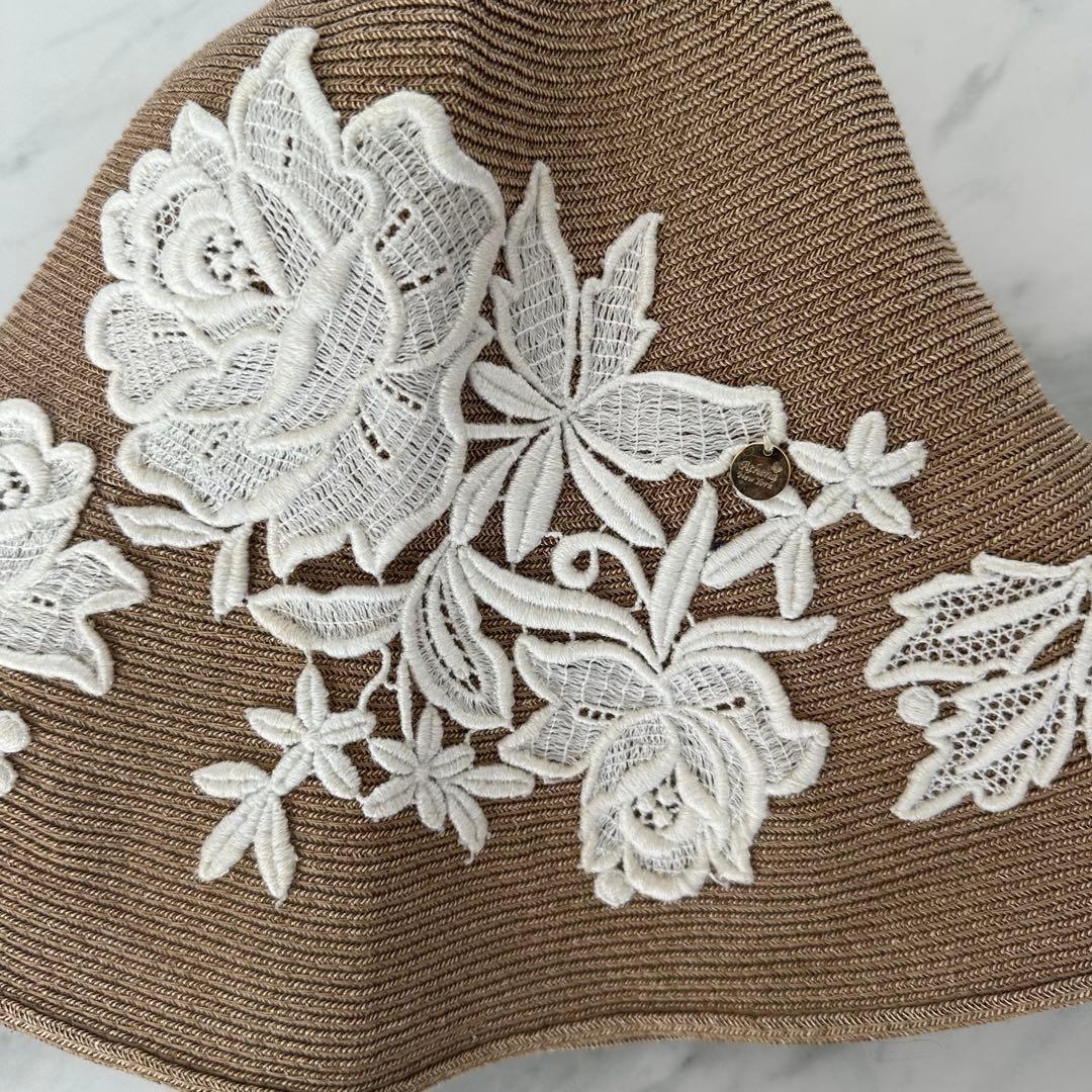 アシーナニューヨーク　バーバラ　フラワー　レース　帽子　麦わら帽子