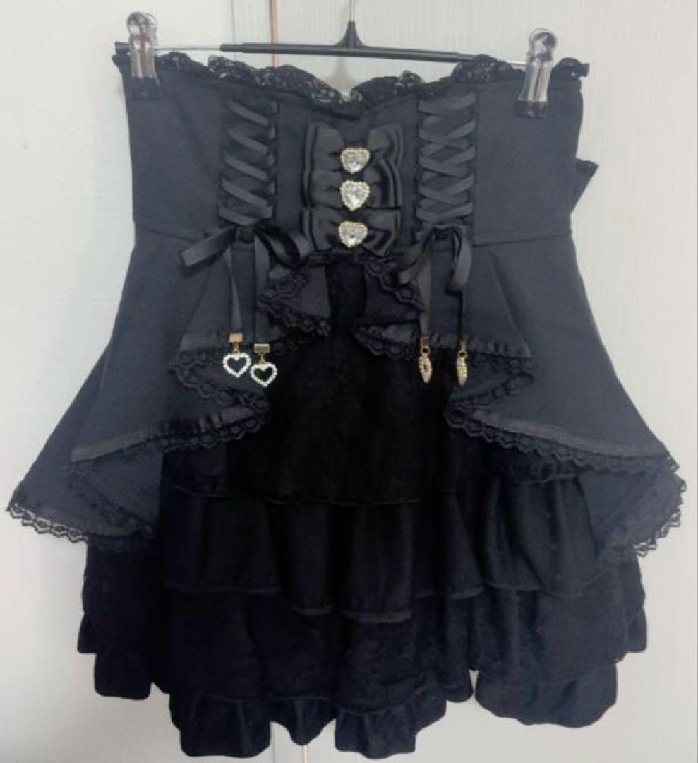 LIZLISA フロントカシュクールスカート ブラック