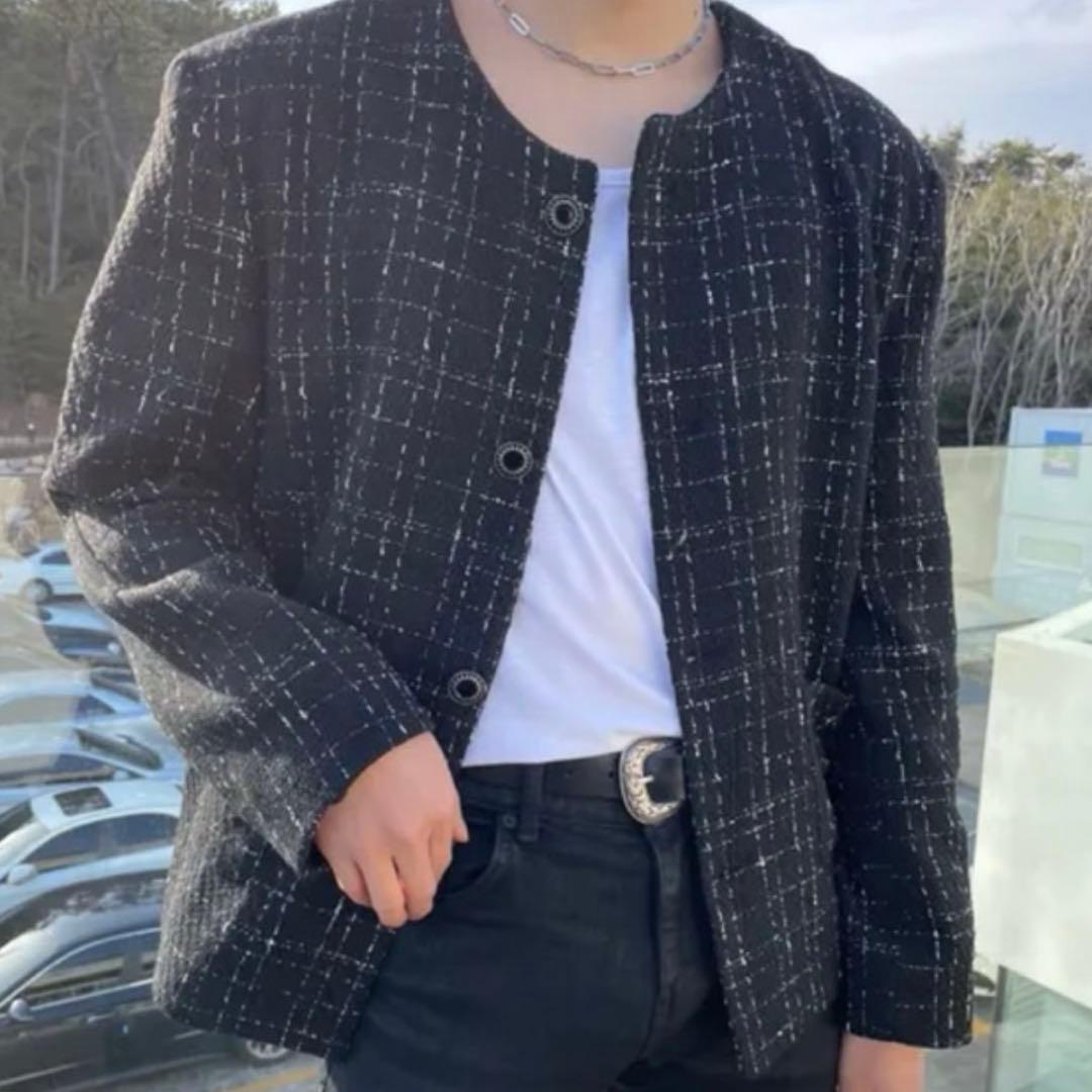 韓国 ツイードジャケット tweed holy in code