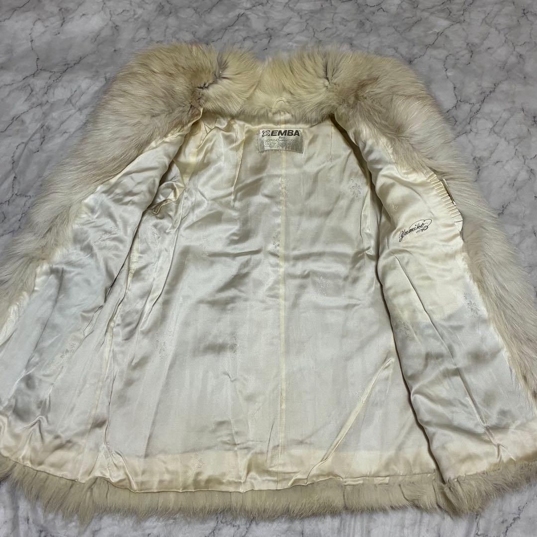 EMBA シャドーフォックス ボリュームm白 ホワイト毛皮 リアルファー