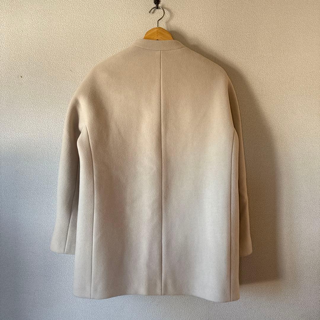 23区 ノーカラーハーフコート　ダブルクロスベロア