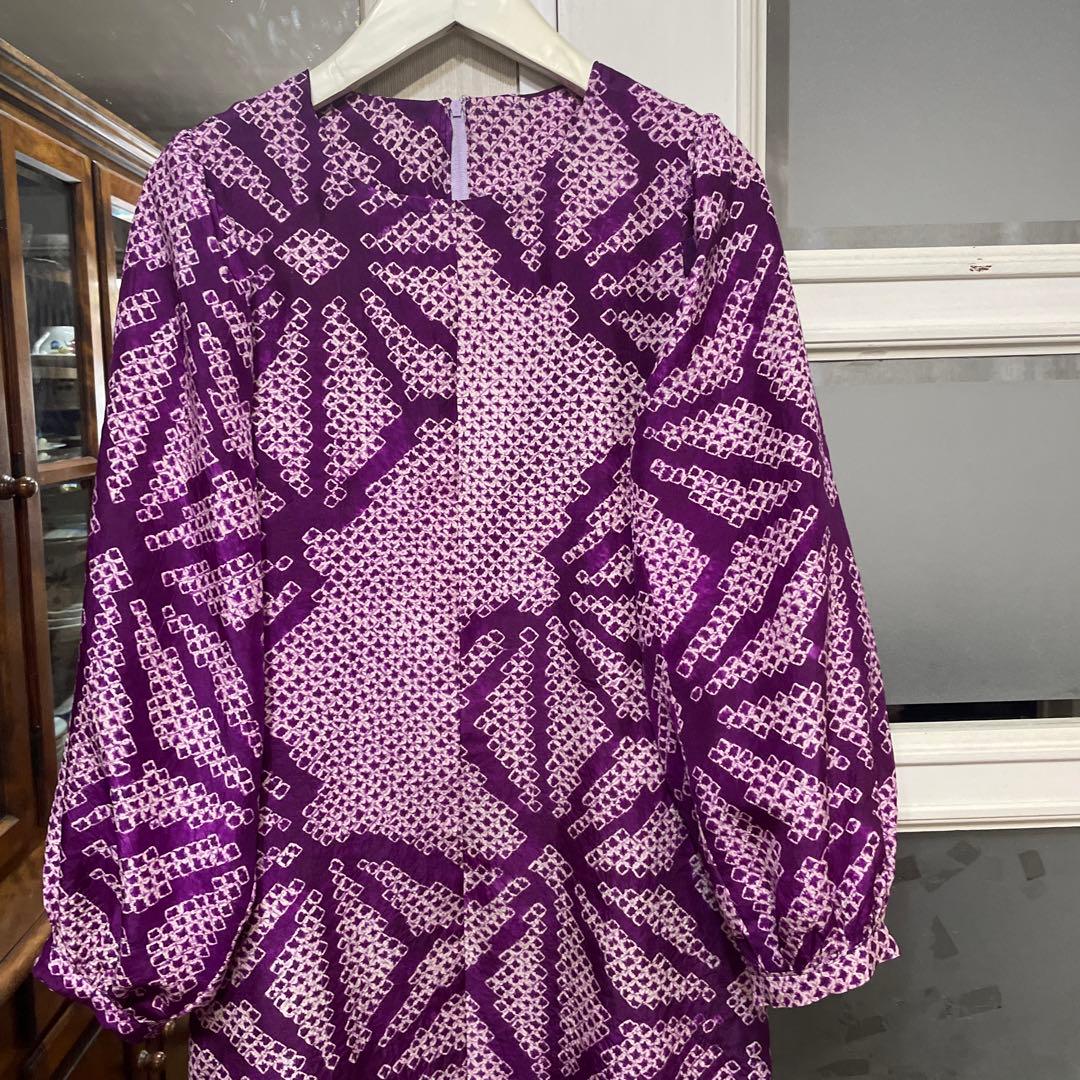 初夏　再　再　お値下げ　正絹　疋田絞り麻の葉ワンピース