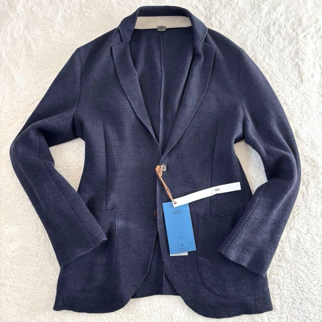 【未使用品 タグ付き】 991 ニットテーラードジャケット 48 ネイビー 2B