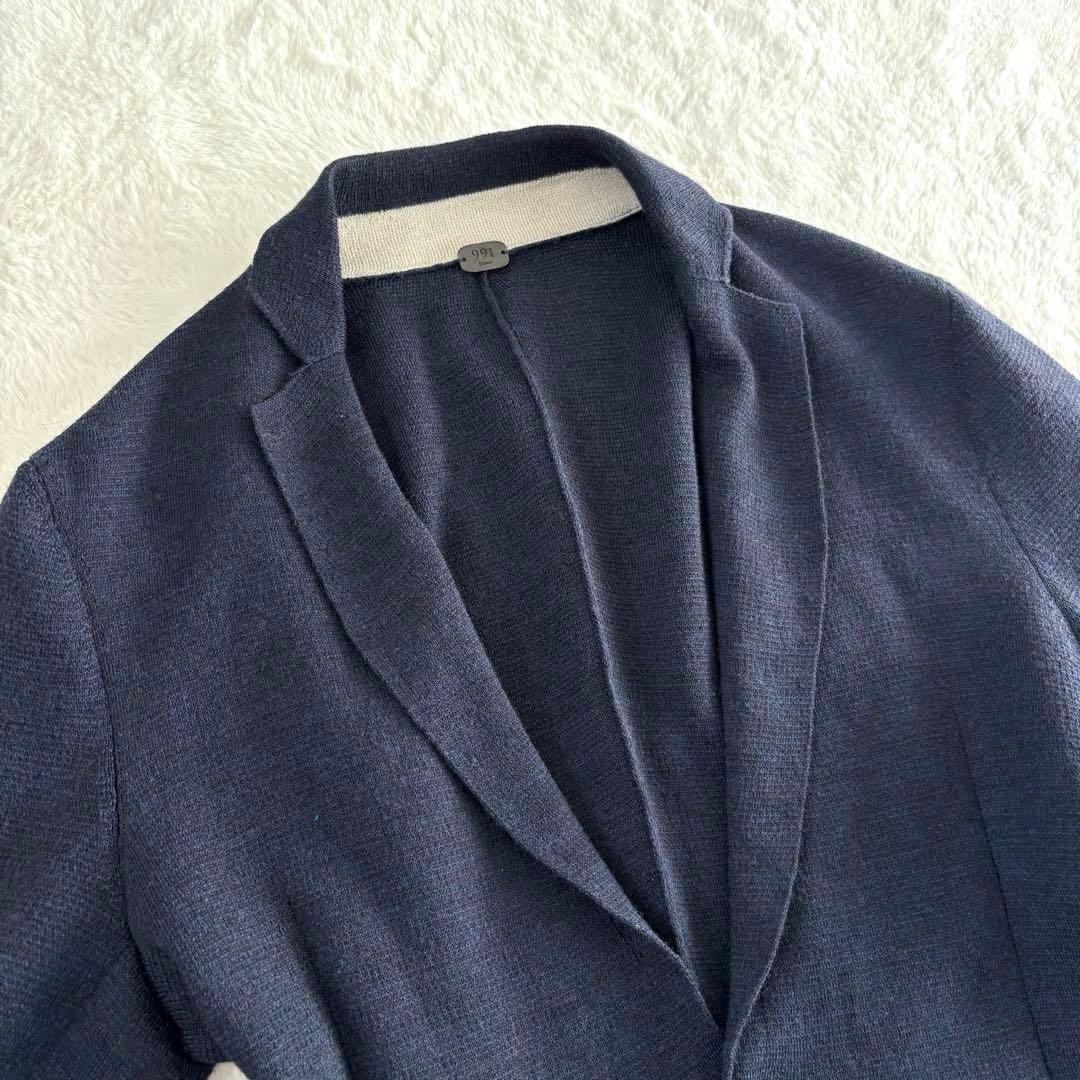 【未使用品 タグ付き】 991 ニットテーラードジャケット 48 ネイビー 2B