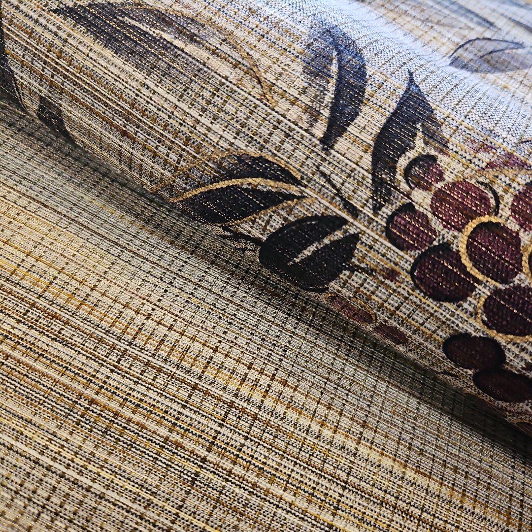 名古屋帯☆葉と赤紫の実☆正絹☆お太鼓柄☆美品☆袷☆仕立て上がり