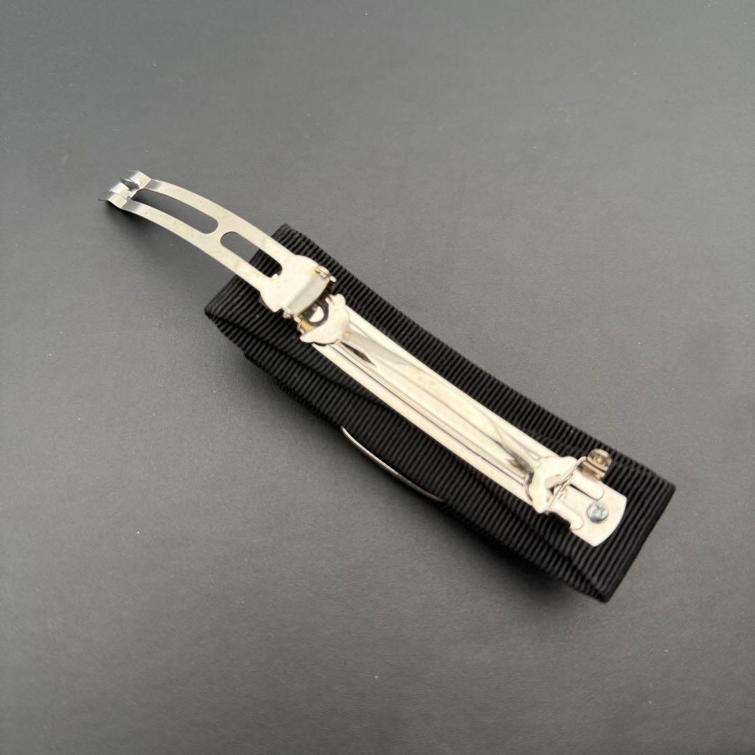 極美品✨フェラガモ バレッタ ビジュー ラインストーン シルバー リボン スワロ