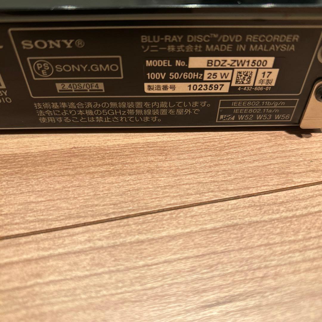 SONY 4K ブルーレイレコーダー　BDZ-ZW1500