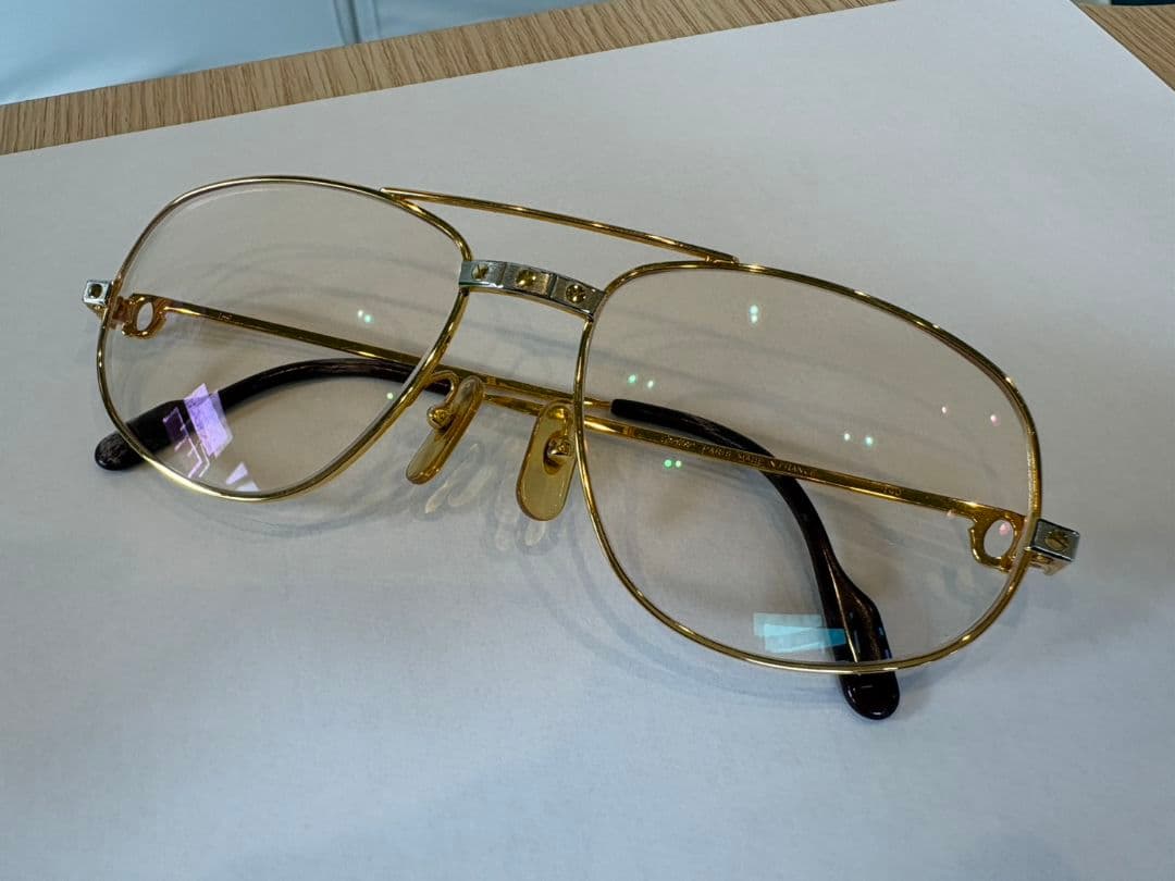 【中古】Cartier カルティエ 眼鏡 ヴィンテージ ツーブリッジ サントス
