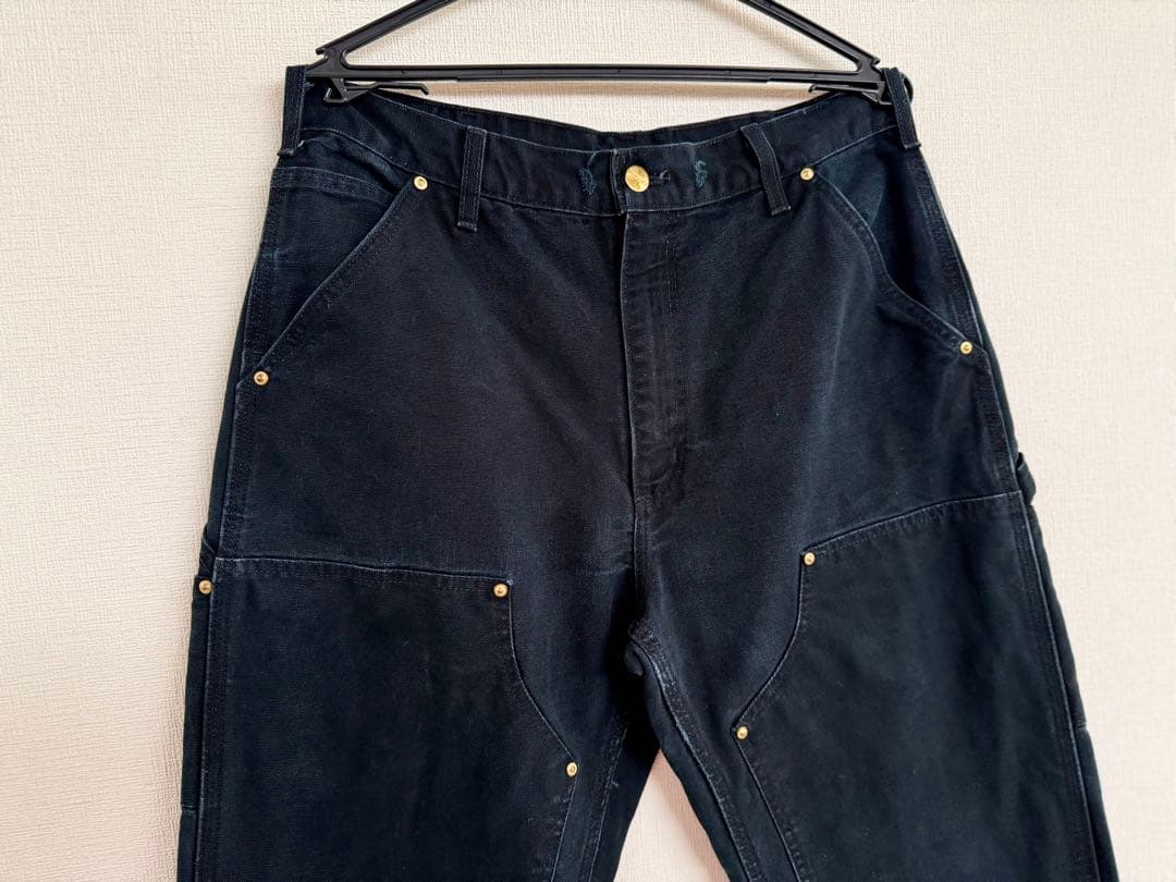 超スペシャル 33X32 W33 カーハート ダブルニー パンツ ブラック