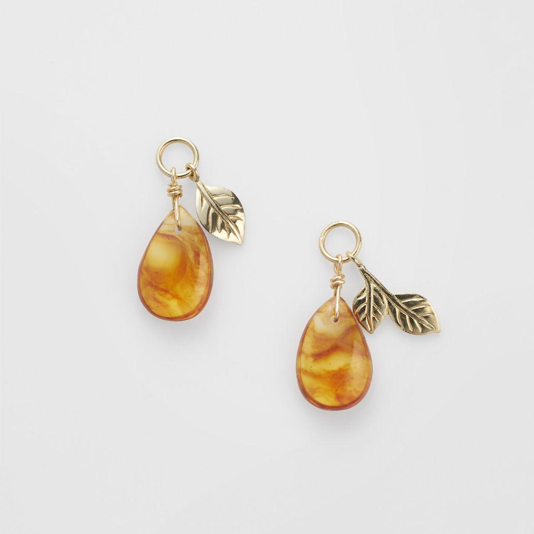 agete K10 アンバー チャーム ピアス