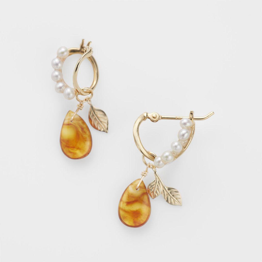 agete K10 アンバー チャーム ピアス