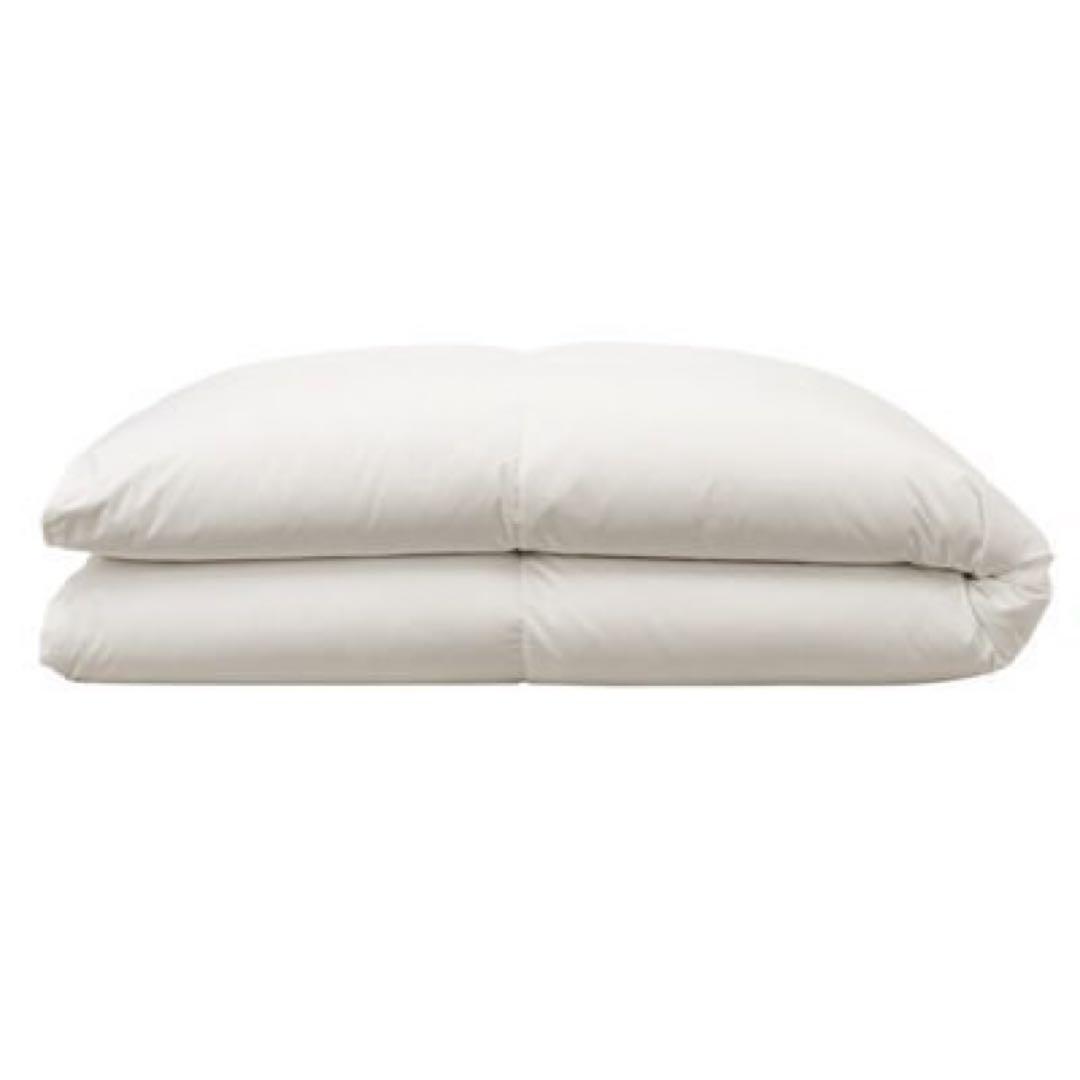 美品 グレー羽毛掛ふとん 一層式（立体キルトタイプ）／Ｑサイズ