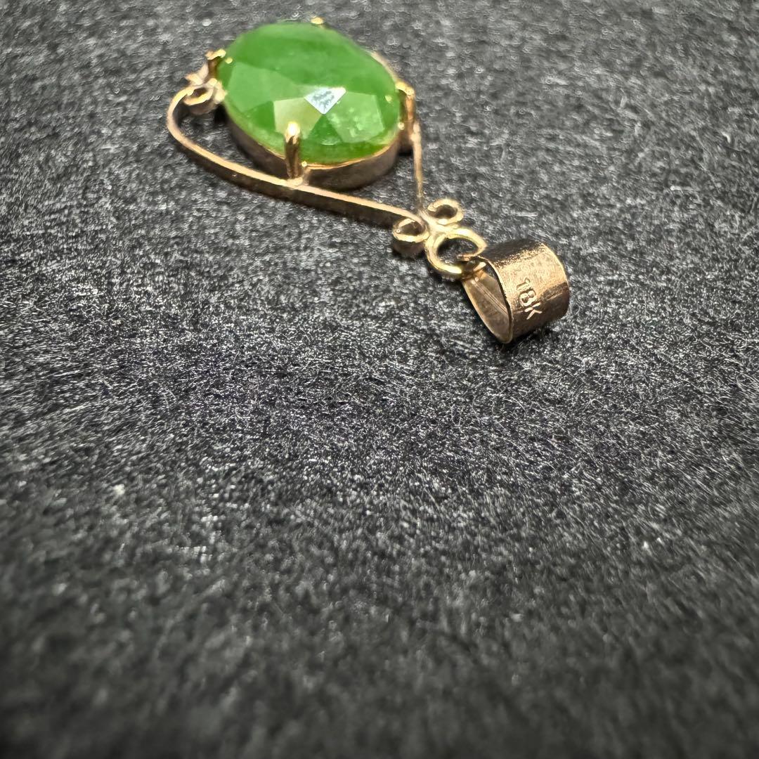 花*☆様 18K グリーンストーン ペンダント ネックレス トップ