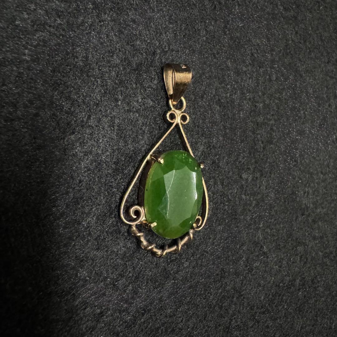 花*☆様 18K グリーンストーン ペンダント ネックレス トップ