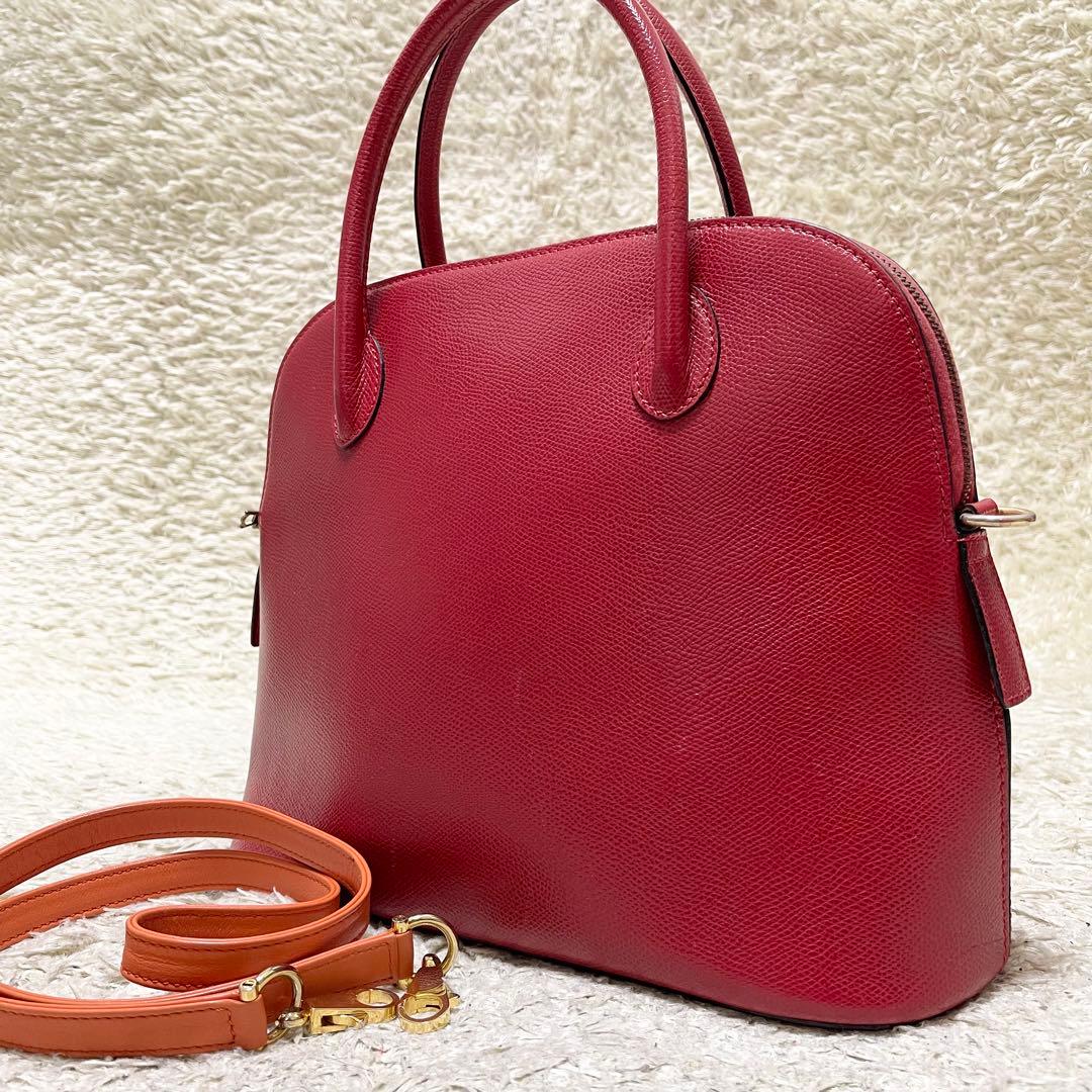 【良品】セリーヌ　2way ハンドバッグ　ボリードブガッティ　レザー　赤