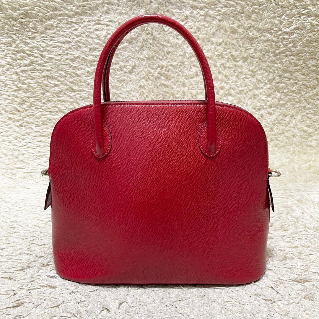 【良品】セリーヌ　2way ハンドバッグ　ボリードブガッティ　レザー　赤