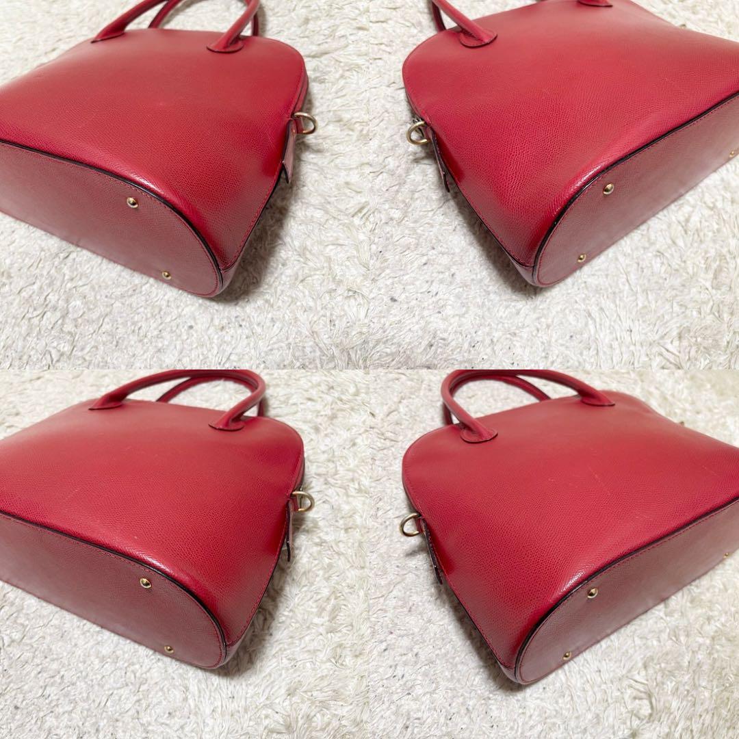 【良品】セリーヌ　2way ハンドバッグ　ボリードブガッティ　レザー　赤