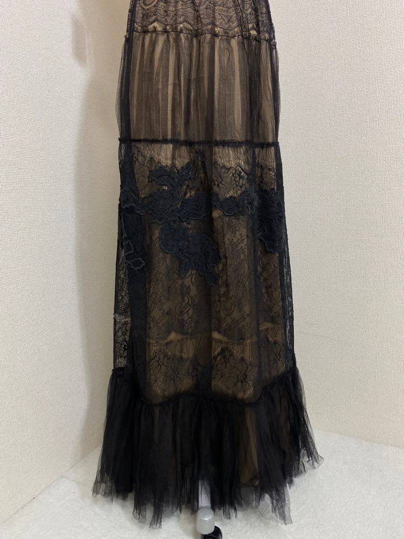 【未使用タグ付】A FERRETTI 総レース ロングドレス