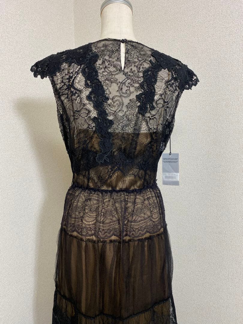 【未使用タグ付】A FERRETTI 総レース ロングドレス