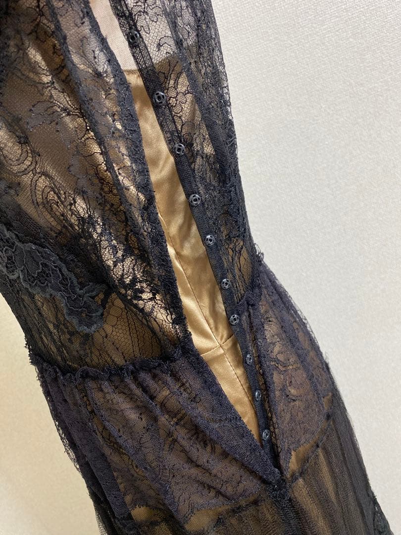 【未使用タグ付】A FERRETTI 総レース ロングドレス