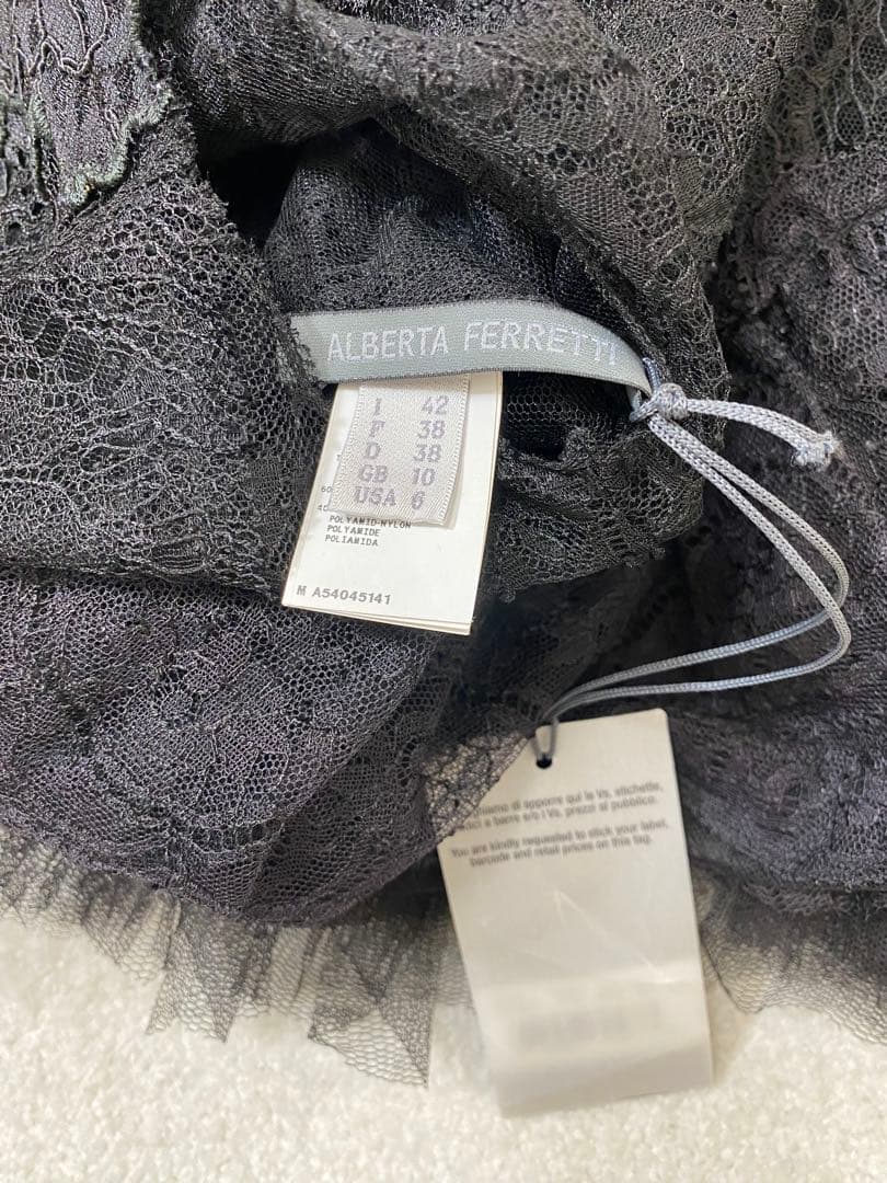 【未使用タグ付】A FERRETTI 総レース ロングドレス