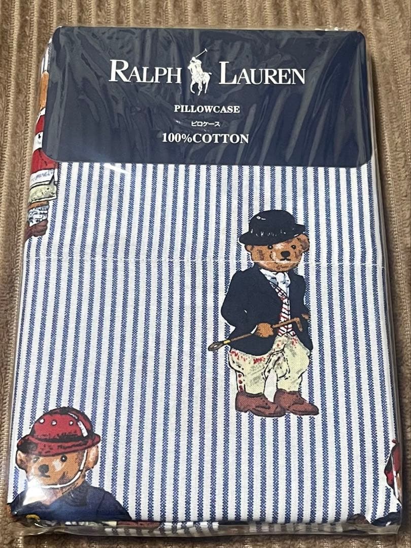 Ralph Lauren ピロケース枕カバー 2セット ポロベア コットン100