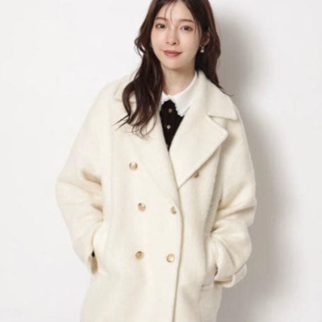 Rirandture アイボリー シャギーPコート S