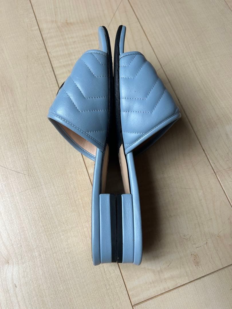 GUCCI ライトブルー GGロゴ スライドサンダル